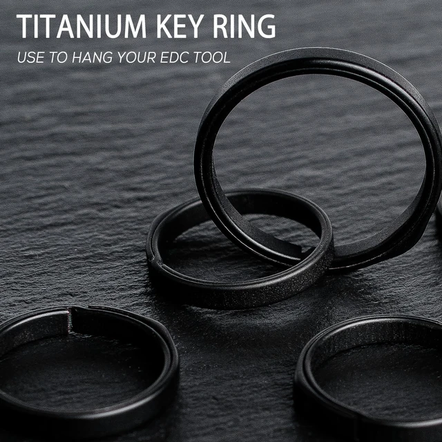 Alt view image 6 of 7 - Titanium Key Chain Rings, Heavy Duty Keychain Rings (Black,K27x2) | Split Keyring for Car Keys, Dog Tags,Carabiner