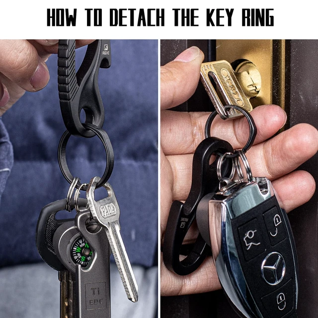Alt view image 7 of 7 - Titanium Key Chain Rings, Heavy Duty Keychain Rings (Black,K27x2) | Split Keyring for Car Keys, Dog Tags,Carabiner