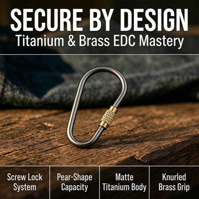 Alt view image 2 of 7 - 6 Pack Titanium Screw Lock Carabiners, Small Keychain Clips with Key Rings | Practical daily EDC accessory, ideal for purse charms, dog leashes, pet tags, fishing gear, outdoor gear and DIY charms