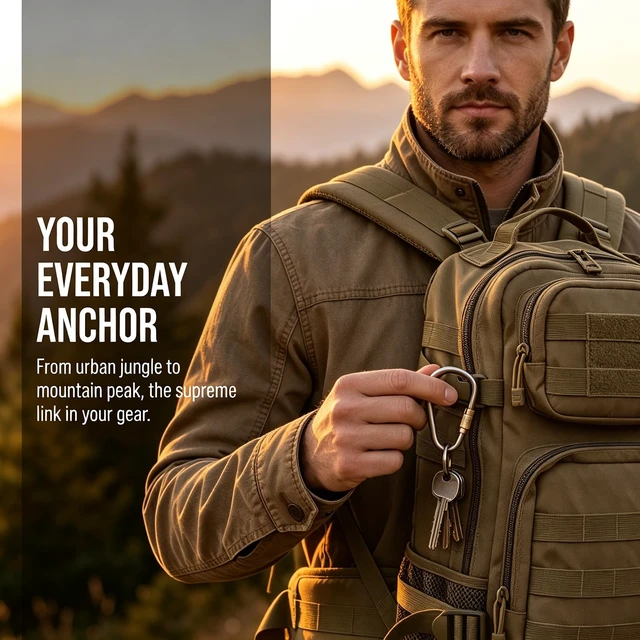 Alt view image 3 of 7 - 6 Pack Titanium Screw Lock Carabiners, Small Keychain Clips with Key Rings | Practical daily EDC accessory, ideal for purse charms, dog leashes, pet tags, fishing gear, outdoor gear and DIY charms