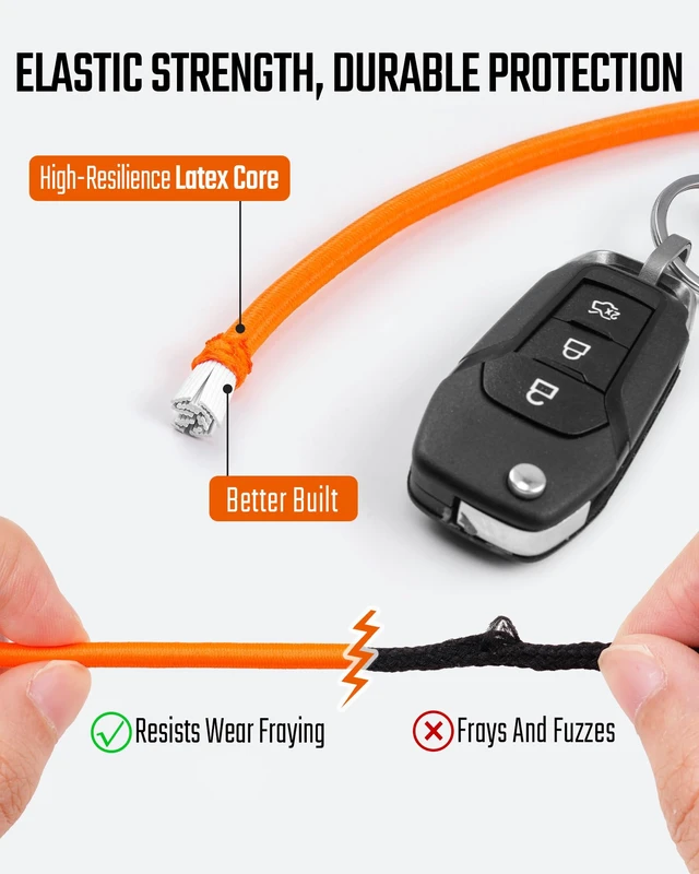 Alt view image 5 of 7 - KC05 Cell Phone Lanyard with Multi-Tool Carabiner (Orange) | Anti Theft Phone Strap, Keychain Lanyard for Keys EDC Gear, Multi-Purpose Stretchy Tether for Travel Hiking Climbing Skiing
