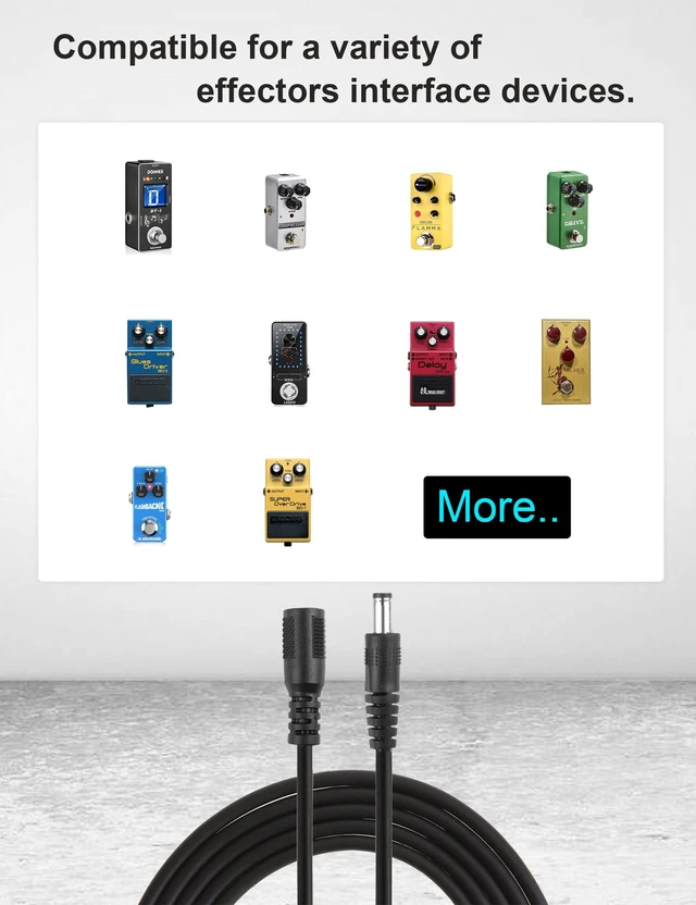 Alt view image 6 of 6 - 39.4in Guitar Effect Pedal Power DC Extension Cable Male to Female | 5.5 x 2.1mm Male to Female, 3.2ft / 1m, 20AWG, Guitar Effect Pedal Lead, Cord Extender Wire 3.2ft, 39.4in, 1m