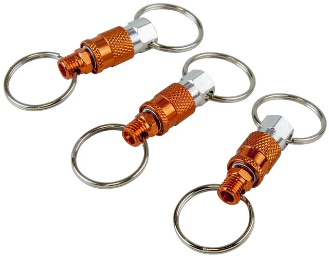 Main image of KEYQC3 Pull Apart Coupler Keychain with 2 Split Rings, 3 Pack,unisex-adult, Orange, Small