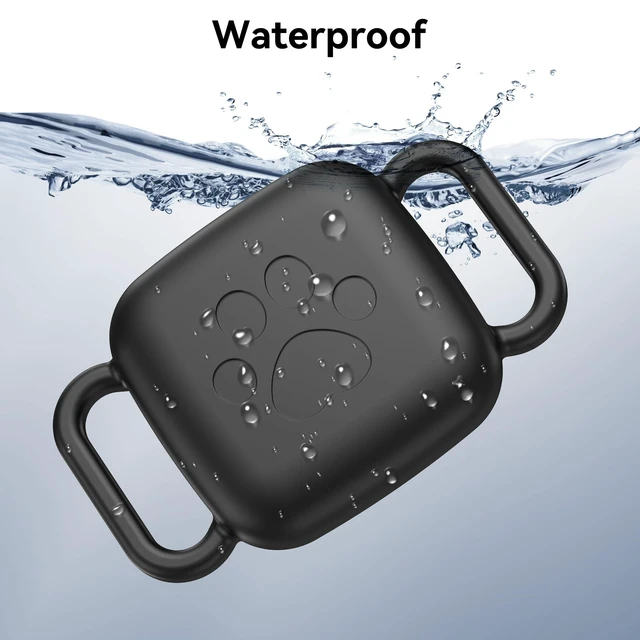 Alt view image 3 of 6 - Dog Collar Holder for Tile Mate 2024/2022 and UGREEN Tracker, Waterproof Silicone Case for Tile by Life 360 2024 cat, Scratch Resistant Dustproof Cover for Life 360 pet Tracker,2 Pack,Black/Black