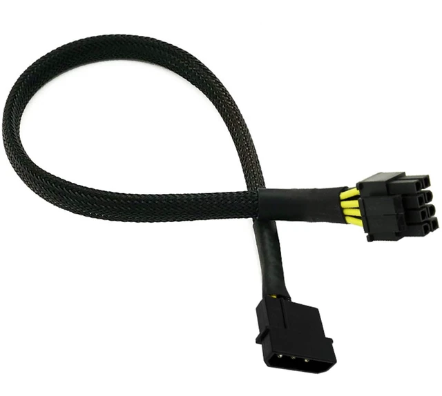 Main image of Molex LP4 Male ATX Power Supply to CPU 8(4+4) Pin EPS-12V Converter Adapter Cable Braided Sleeved 20 inches (NOT PCIe Adapter Cable)