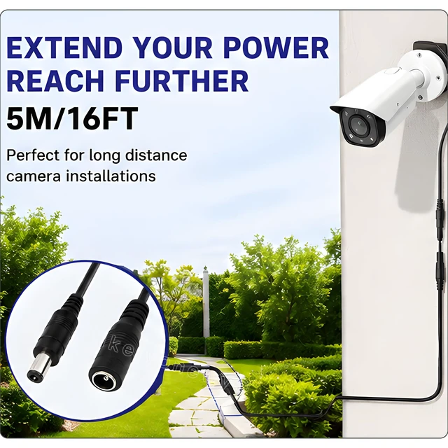 Alt view image 2 of 7 - 18Awg 5.5Mm X 2.1Mm Dc Extension Cord Adapter 15ft 12V Camera Power Extension Cable Dc Power Supply Adapter for Security Camera ()