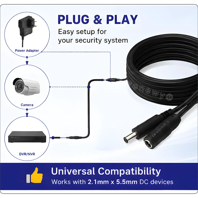 Alt view image 3 of 7 - 18Awg 5.5Mm X 2.1Mm Dc Extension Cord Adapter 15ft 12V Camera Power Extension Cable Dc Power Supply Adapter for Security Camera ()