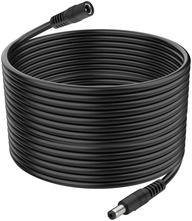 Main image of 5.5x2.5mm DC Power Extension Cable Male to Female 18AWG 1-Pack 10FT | 12V/24V DC5525 Extension Cord for Power Adapter, CCTV Wireless IP Camera, Monitors, LED Controllers