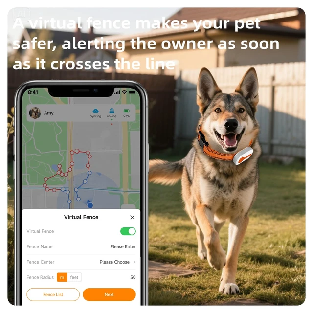 Alt view image 4 of 7 - Dog GPS Tracker Real-time Tracker Alerts Virtual Fence Location for Pet Over 11.06lbs Dog Cat Collar Attachment of Random Color Subscription Required Waterproof IP67 Health & Wellness White