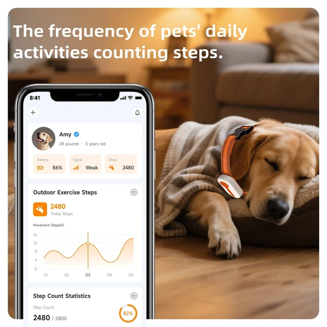 Alt view image 2 of 7 - Dog GPS Tracker Real-time Tracker Alerts Virtual Fence Location for Pet Over 11.06lbs Dog Cat Collar Attachment of Random Color Subscription Required Waterproof IP67 Health & Wellness White