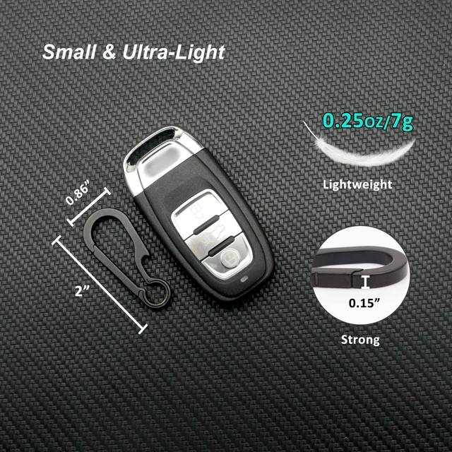 Alt view image 4 of 7 - Titanium Carabiner Keychain Clip for Keys, 2/2.6 Inch Small | Heavy Duty, Key Holder, Quick Release, Ultra Light, Bottle Opener, Hypoallergenic, Valentines Day Gift for Him Men