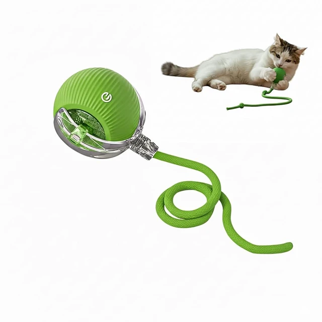 Main image of Interactive Cat Toy Ball, Automatic Intercative Cat Toys for Indoor Cats, The 3rd Generation Agile Moving Cat Ball with Elastic Mesh Tail, Toys for Indoor Adult Cats, Motion Activated (Green)