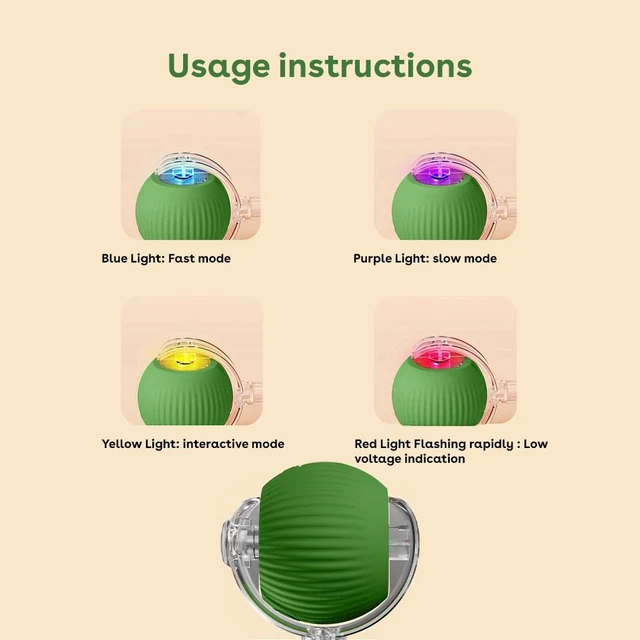 Alt view image 6 of 7 - Interactive Cat Toy Ball, Automatic Intercative Cat Toys for Indoor Cats, The 3rd Generation Agile Moving Cat Ball with Elastic Mesh Tail, Toys for Indoor Adult Cats, Motion Activated (Green)