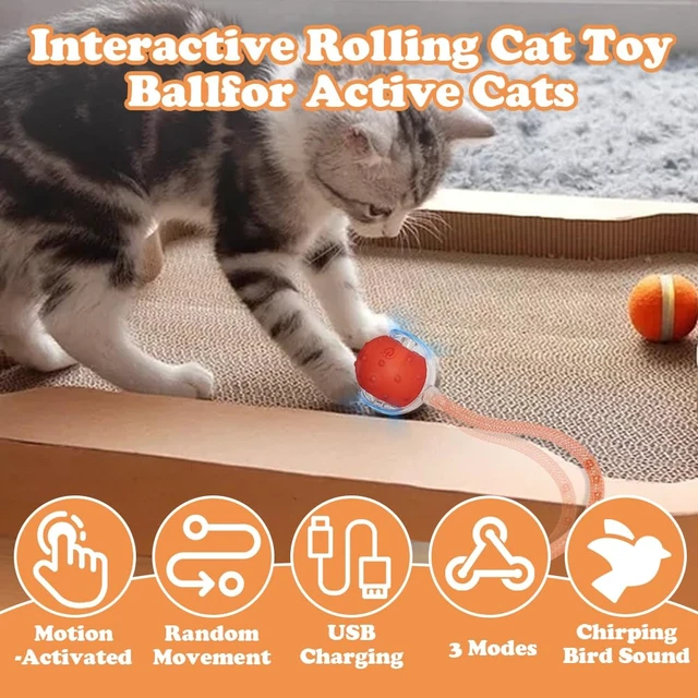 Alt view image 2 of 7 - 2Packs Interactive Cat Toys Ball for Indoor Cats, Smart Automatic Cat Chase Ball Toy, Generation Moving Cat Ball with Elastic Mesh Tail Motion Activated