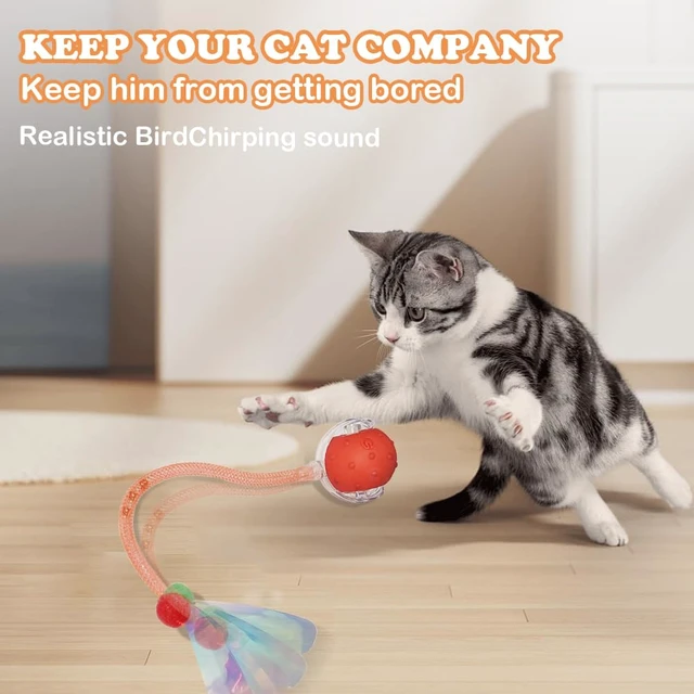 Alt view image 3 of 7 - 2Packs Interactive Cat Toys Ball for Indoor Cats, Smart Automatic Cat Chase Ball Toy, Generation Moving Cat Ball with Elastic Mesh Tail Motion Activated