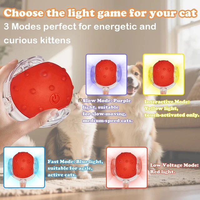 Alt view image 5 of 7 - 2Packs Interactive Cat Toys Ball for Indoor Cats, Smart Automatic Cat Chase Ball Toy, Generation Moving Cat Ball with Elastic Mesh Tail Motion Activated