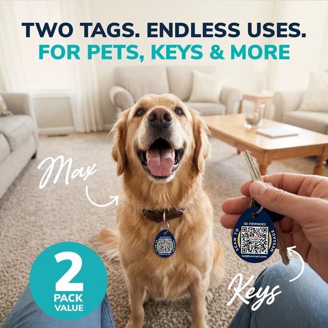 Alt view image 6 of 7 - Privacy Smart Dog Tag | Custom QR Code Tags, Navy, 1-Pack | Protect Personal Info & Pets | Round Acrylic Customizable Pet Tags | Scan Alerts & Secure Messaging | No Subscription Fee