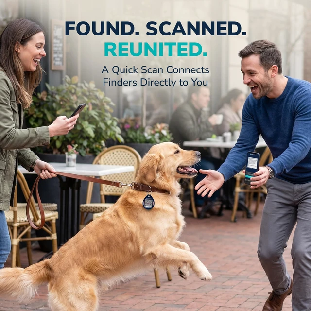 Alt view image 7 of 7 - Privacy Smart Dog Tag | Custom QR Code Tags, Navy, 1-Pack | Protect Personal Info & Pets | Round Acrylic Customizable Pet Tags | Scan Alerts & Secure Messaging | No Subscription Fee