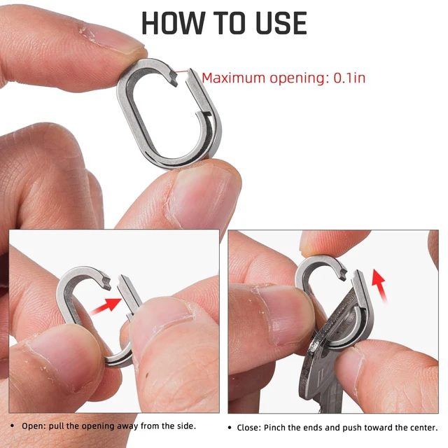 Alt view image 3 of 7 - Titanium Key Ring Clip, Small Carabiner Keychain,Mini Snap Keyring (2Pcs mini clips grey)