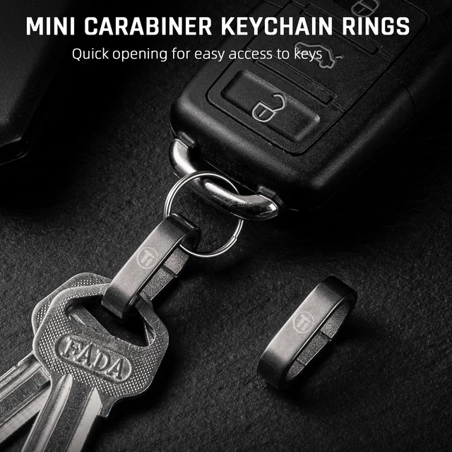Alt view image 5 of 7 - Titanium Key Ring Clip, Small Carabiner Keychain,Mini Snap Keyring (2Pcs mini clips grey)