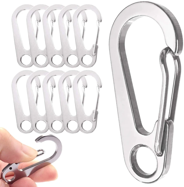 Main image of 10PCS 1.77 Inch Stainless Steel Clip Spring-Snap Hook,EDC Mini Carabiner Custom Quick Release Hook for Outdoor Key Chain Camping Fishing Hiking Traveling