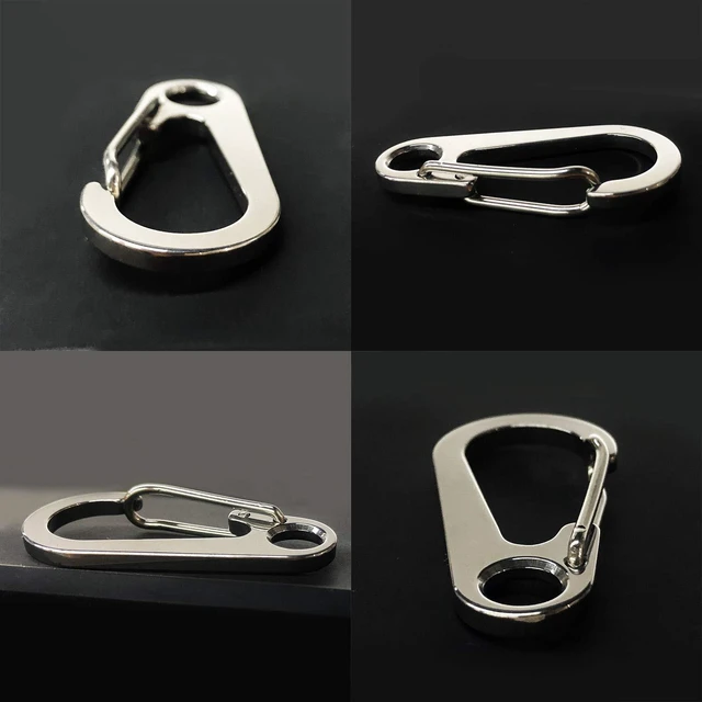 Alt view image 5 of 7 - 10PCS 1.77 Inch Stainless Steel Clip Spring-Snap Hook,EDC Mini Carabiner Custom Quick Release Hook for Outdoor Key Chain Camping Fishing Hiking Traveling