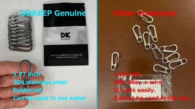 Alt view image 7 of 7 - 10PCS 1.77 Inch Stainless Steel Clip Spring-Snap Hook,EDC Mini Carabiner Custom Quick Release Hook for Outdoor Key Chain Camping Fishing Hiking Traveling