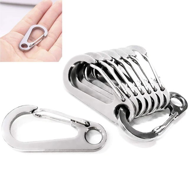 Alt view image 6 of 7 - 10PCS 1.77 Inch Stainless Steel Clip Spring-Snap Hook,EDC Mini Carabiner Custom Quick Release Hook for Outdoor Key Chain Camping Fishing Hiking Traveling