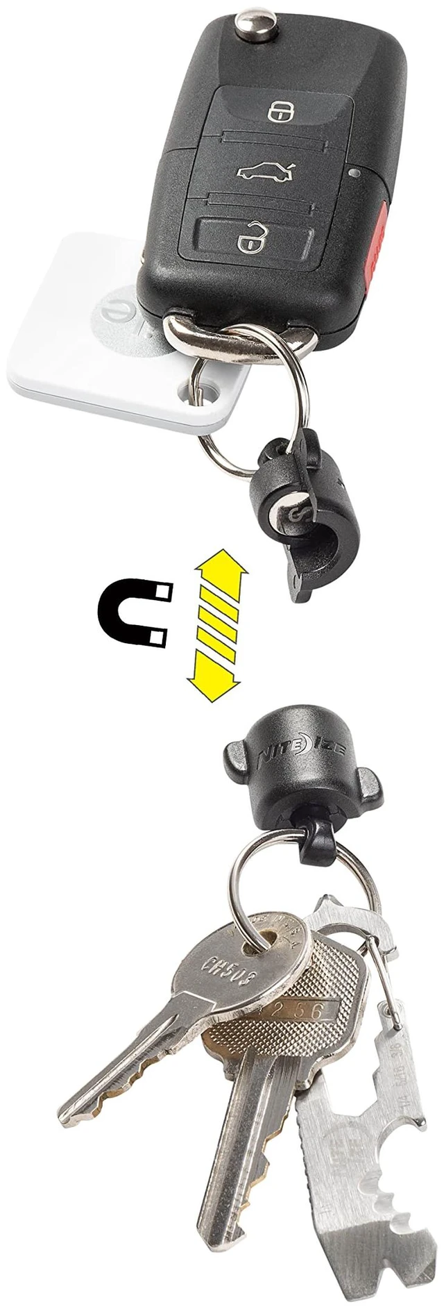 Alt view image 4 of 7 - Polycarbonate Keyring 360 Magnetic Quick Connector, Magnetic Locking Split Rings for Keys