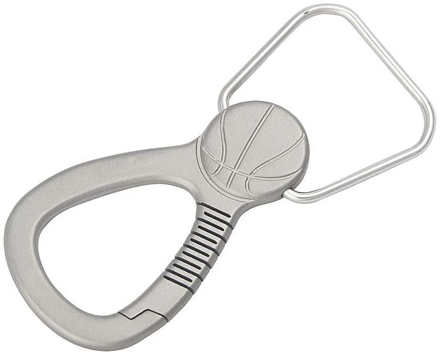Alt view image 3 of 7 - Titanium Keychain Clip, Small Metal Snap Clips, EDC Palm Sized Quick Release Clip for Home Camping Gift (Basketball Shape)