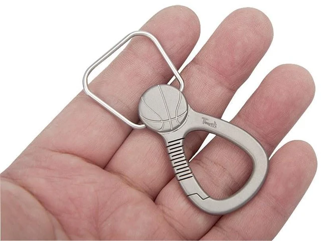Alt view image 5 of 7 - Titanium Keychain Clip, Small Metal Snap Clips, EDC Palm Sized Quick Release Clip for Home Camping Gift (Basketball Shape)