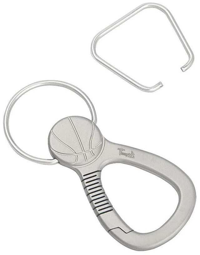 Alt view image 2 of 7 - Titanium Keychain Clip, Small Metal Snap Clips, EDC Palm Sized Quick Release Clip for Home Camping Gift (Basketball Shape)