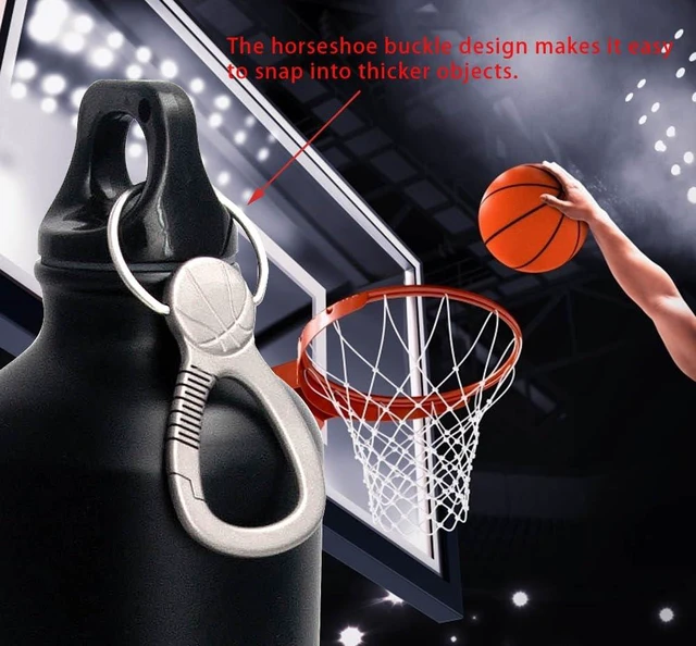 Alt view image 7 of 7 - Titanium Keychain Clip, Small Metal Snap Clips, EDC Palm Sized Quick Release Clip for Home Camping Gift (Basketball Shape)