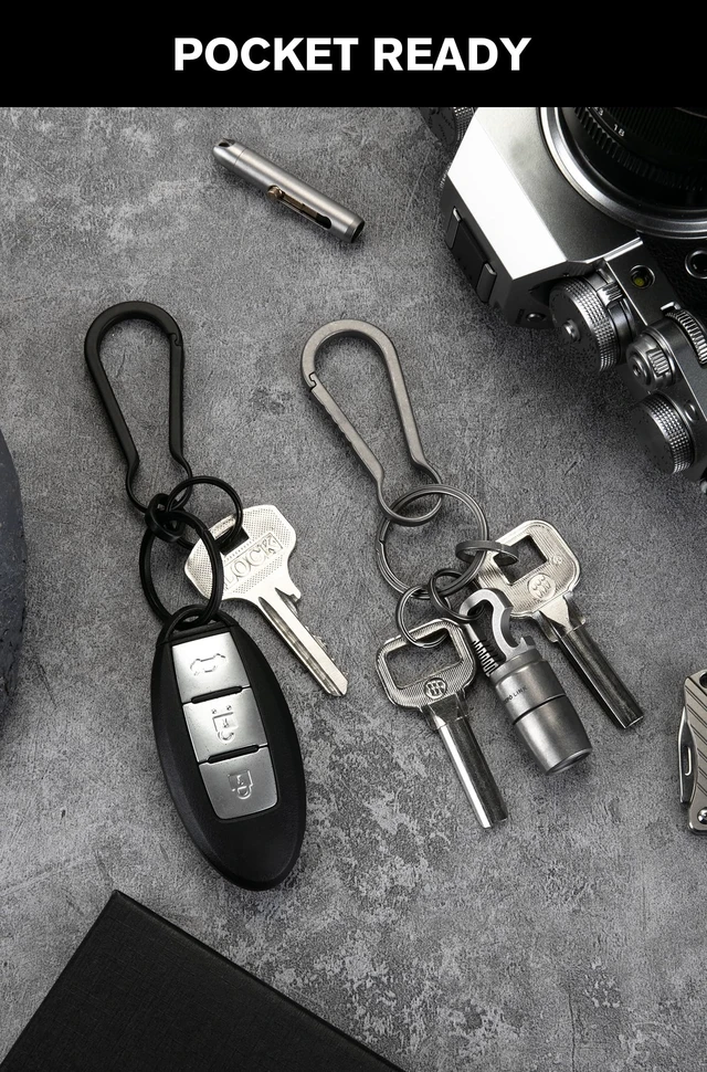 Alt view image 2 of 7 - EDC Titanium Carabiner Clip Hook, OLL04 | Black, Keychain Key Ring Holder, Small Snap Clamp, Rope Connetor, Quick Link, for Outdoor Camping, Hiking, Everyday Carry