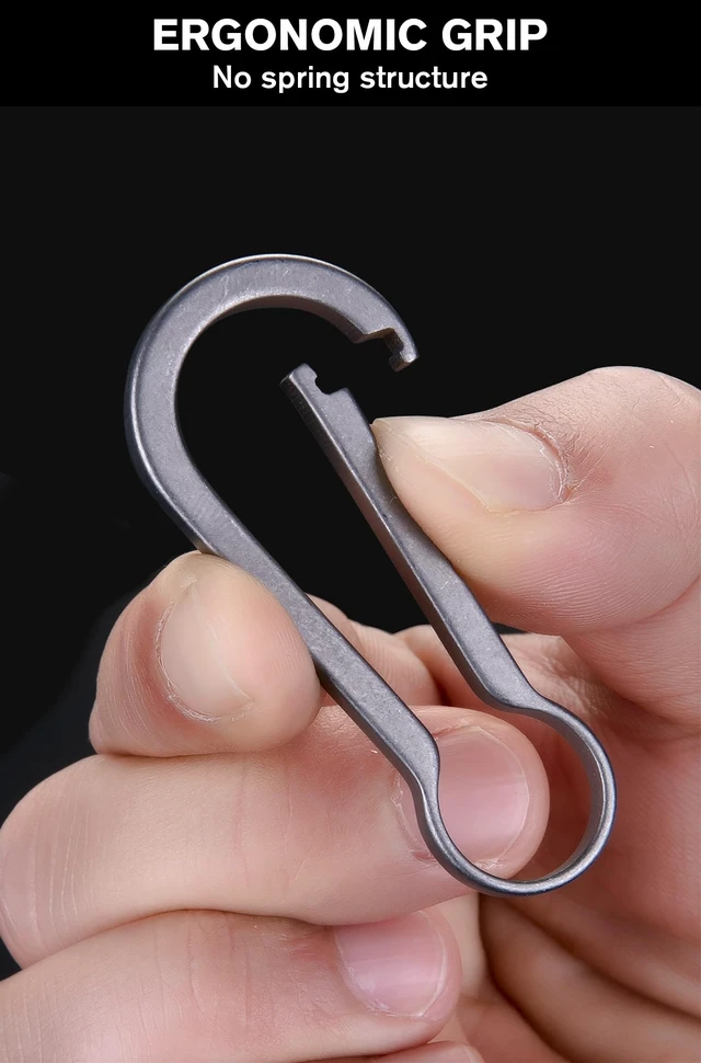 Alt view image 3 of 7 - EDC Titanium Carabiner Clip Hook, OLL04 | Black, Keychain Key Ring Holder, Small Snap Clamp, Rope Connetor, Quick Link, for Outdoor Camping, Hiking, Everyday Carry