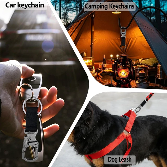 Alt view image 3 of 6 - Carabiner Clip Zinc Alloy Keychain | Heavy-Duty Metal Keychain, Unisex, Durable Carabiner, Adult Self-Locking Door Clip Keychain, Suitable for Car/House Keys