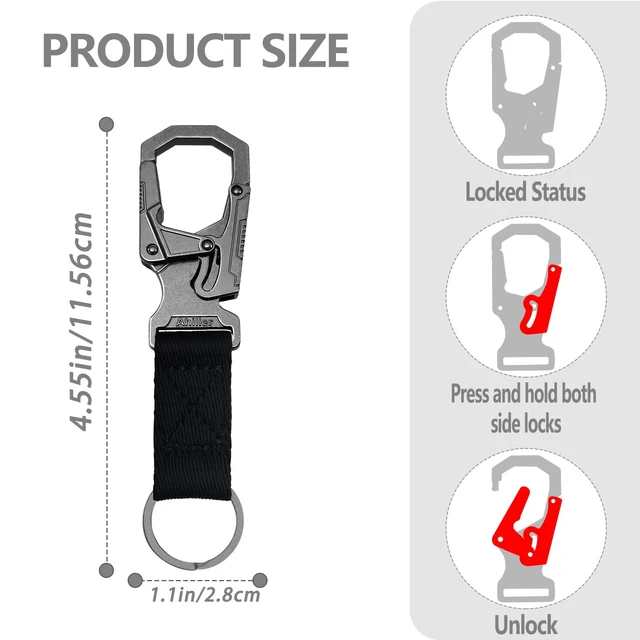 Alt view image 6 of 6 - Carabiner Clip Zinc Alloy Keychain | Heavy-Duty Metal Keychain, Unisex, Durable Carabiner, Adult Self-Locking Door Clip Keychain, Suitable for Car/House Keys