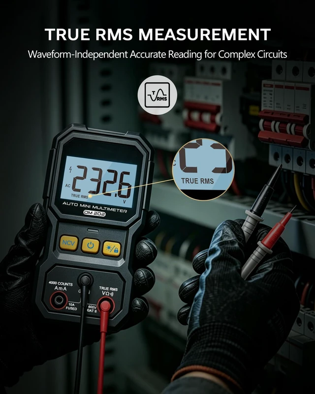 Alt view image 6 of 7 - DM202 Mini Multimeter, 4000 Counts True RMS Auto-Ranging, NCV, Voltage/Current/Resistance/Continuity, Data Hold Backlight, Portable Pocket Meter for Auto Home Electrical Test