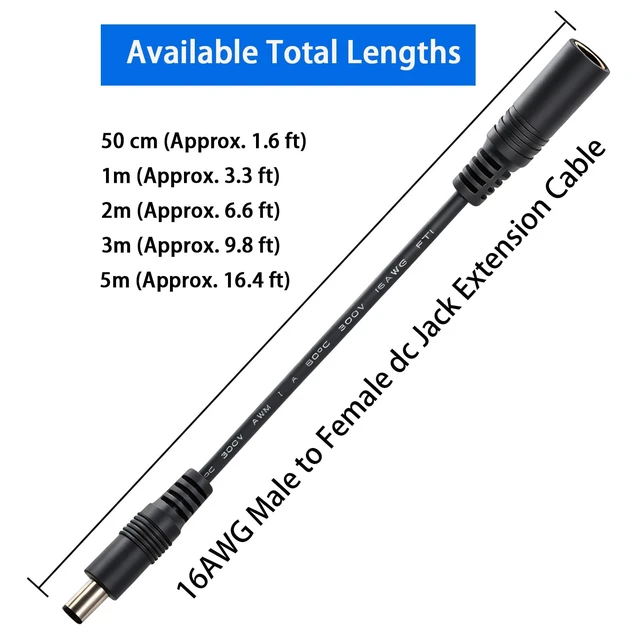 Alt view image 2 of 4 - 7.4mm x 5.0mm DC Power Extension Cable for Dell HP Laptop Adapter 2-Pack | 16AWG Female to Male Charging Cable Plug & Play, 6.6 ft