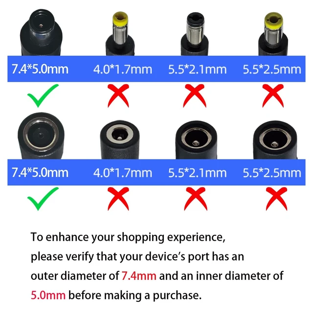 Alt view image 4 of 4 - 7.4mm x 5.0mm DC Power Extension Cable for Dell HP Laptop Adapter 2-Pack | 16AWG Female to Male Charging Cable Plug & Play, 6.6 ft