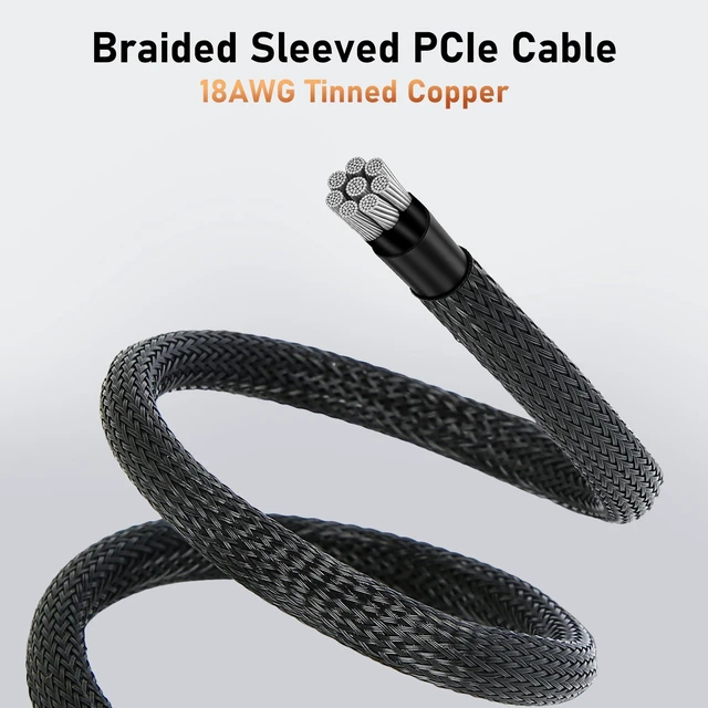 Alt view image 4 of 6 - PCIe Cable for MSI Mag a750gl a850gl,8 Pin to 6+2 Pin GPU Power Cable for MSI PSU,Braided Sleeved GPU Power Supply Cables(25.5 inch),PCIe 8 Pin Male Rated for 10A Current (Black)
