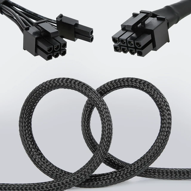 Alt view image 6 of 6 - PCIe Cable for MSI Mag a750gl a850gl,8 Pin to 6+2 Pin GPU Power Cable for MSI PSU,Braided Sleeved GPU Power Supply Cables(25.5 inch),PCIe 8 Pin Male Rated for 10A Current (Black)