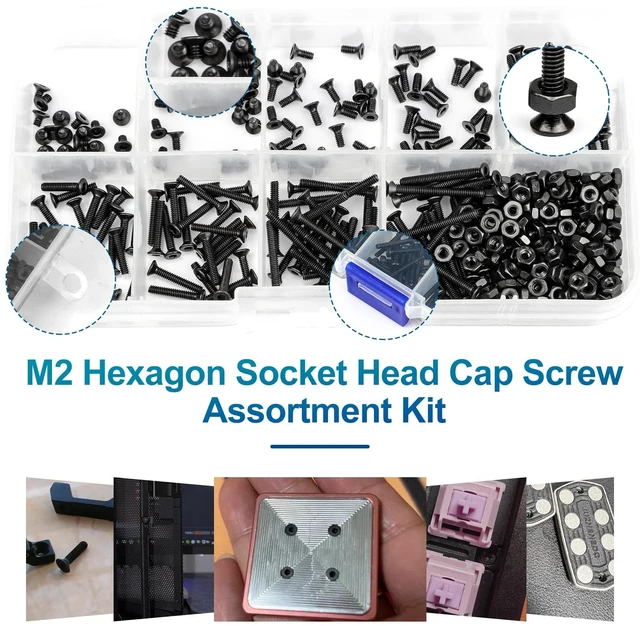 Alt view image 6 of 7 - M2 Screws, Metric M2-0.4 Flat Head Allen Socket Drive Screw, 452 pcs M2 Tiny Nuts Assortment Kit for 3D Printing Projects, RC Airplanes and Other Small Projects (9 Screw Lengths)