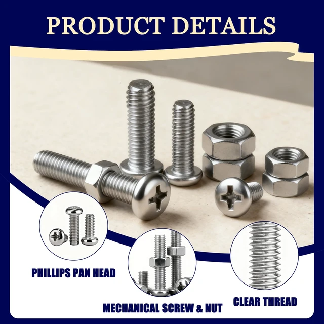 Alt view image 3 of 6 - 1380PCS Stainless Steel Metric Micro Screws Nuts wahers Assortment | Mini Screw Kit M1/M1.2/M1.4/M1.6/M2/M2.5 Phillips Pan Head Tiny Screws, for Glasses/ Watches/ Clocks/ Computer/ DIY Project