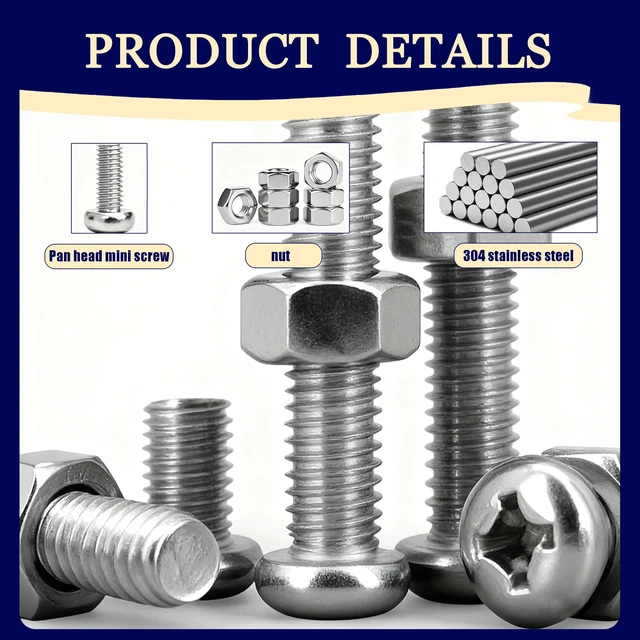 Alt view image 5 of 6 - 1380PCS Stainless Steel Metric Micro Screws Nuts wahers Assortment | Mini Screw Kit M1/M1.2/M1.4/M1.6/M2/M2.5 Phillips Pan Head Tiny Screws, for Glasses/ Watches/ Clocks/ Computer/ DIY Project