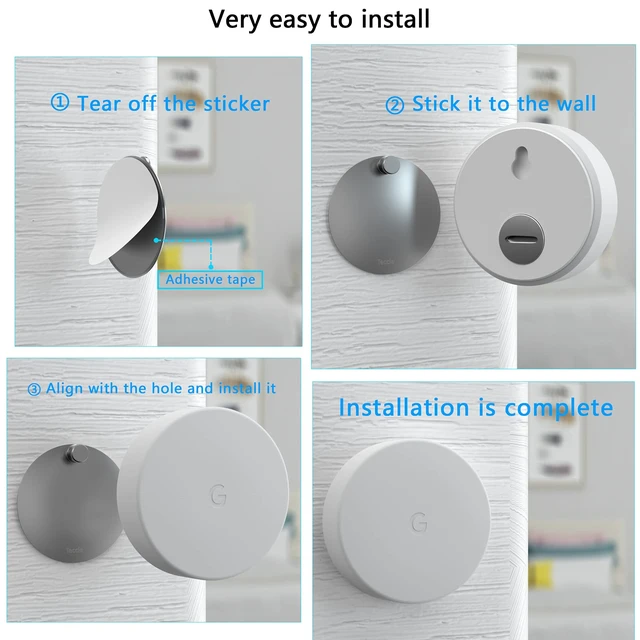 Alt view image 4 of 6 - 3 Pack Wall Mount for Nest Temperature Sensor 2nd Gen / 1st gen | No Hole Stainless Steel Bracket Plate for Google Nest Temperature Sensor Mount to Smooth and Dry Surface