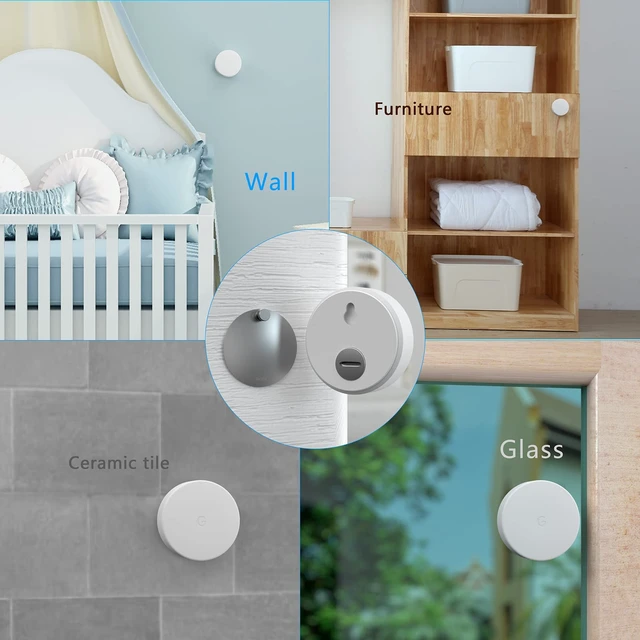 Alt view image 6 of 6 - 3 Pack Wall Mount for Nest Temperature Sensor 2nd Gen / 1st gen | No Hole Stainless Steel Bracket Plate for Google Nest Temperature Sensor Mount to Smooth and Dry Surface