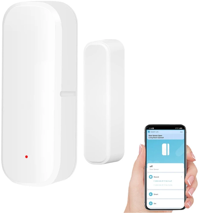 Main image of Smart WiFi Door Sensor: Wireless Window Sensor with App Notification Alert, Tuya Door Open Contact Sensor for Home Security, No Hub Required, Compatible with Alexa Google Assistant