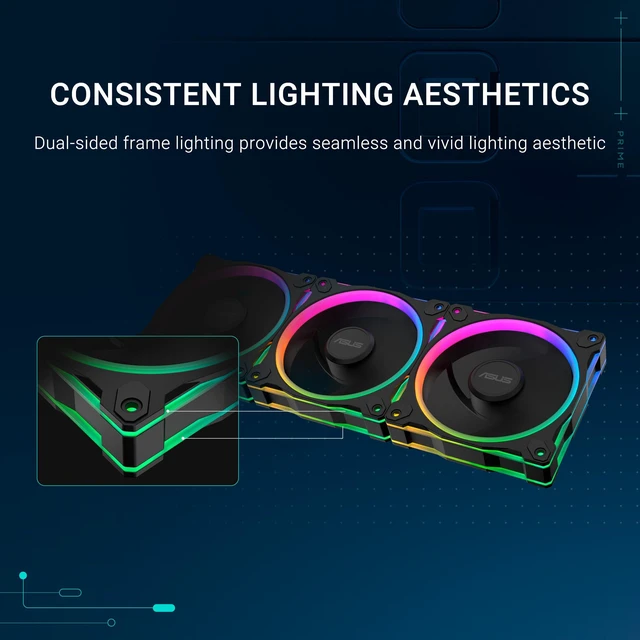 Alt view image 4 of 7 - Prime MR120 ARGB Reverse Fan Black Single Pack, 28mm Extra-Thick Frame, Quiet, high-Performance Cooling with PWM, 20 ARGB LEDs with Dual-Sided Frame Lighting, Aura Sync, 2 Year Warranty