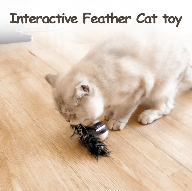 Alt view image 3 of 7 - Interactive Cat Ball Toy Set, Fun Tracker, Automatic Rolling Chase Ball with Fluffy Tail, A Small Mice, Rechargeable (White)